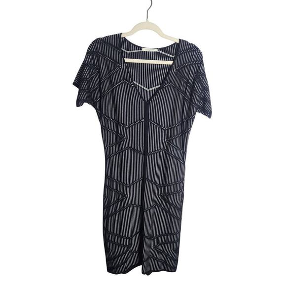 Josie Natori fitted bodycon Sheath dress sz M stretch sheer sexy date Night - Picture 1 of 7